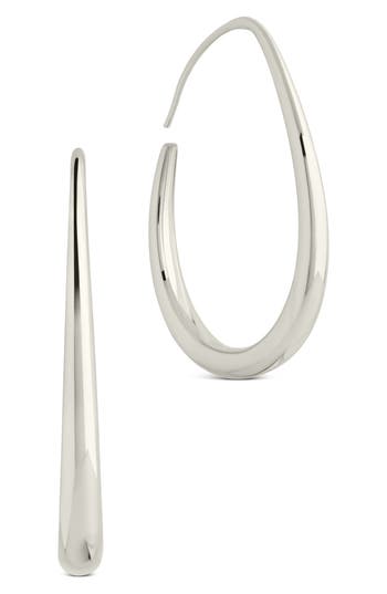 Sterling Forever Rosabel Threader Hoop Earrings In Silver