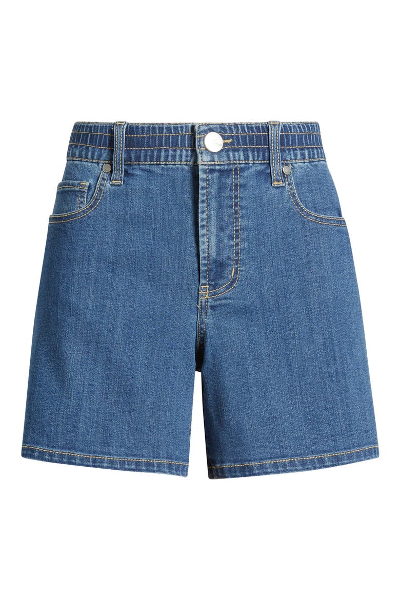 High Waist A-Line Mid Thigh Denim Shorts, Alternate, color, IMAN