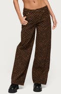 EDIKTED Zebra Print Baggy Straight Leg Jeans