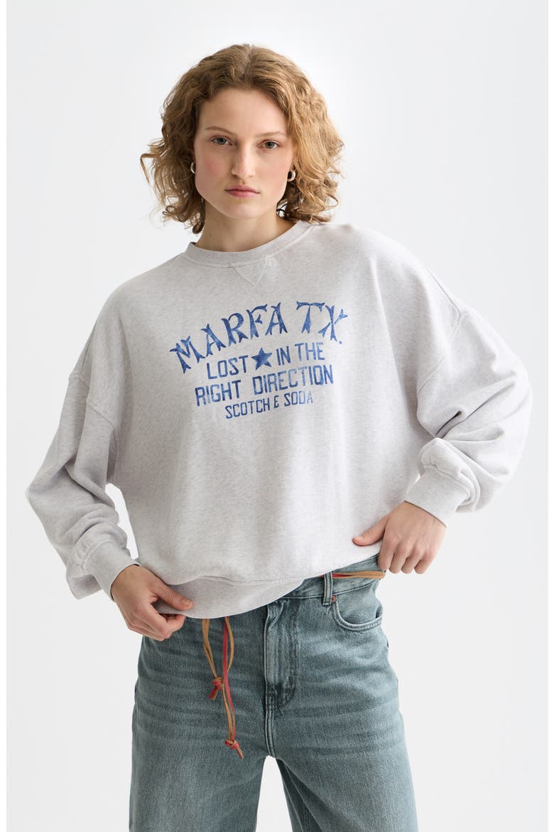 Oversize Graphic Cotton Sweatshirt, Alternate, color, GREY MELANGE