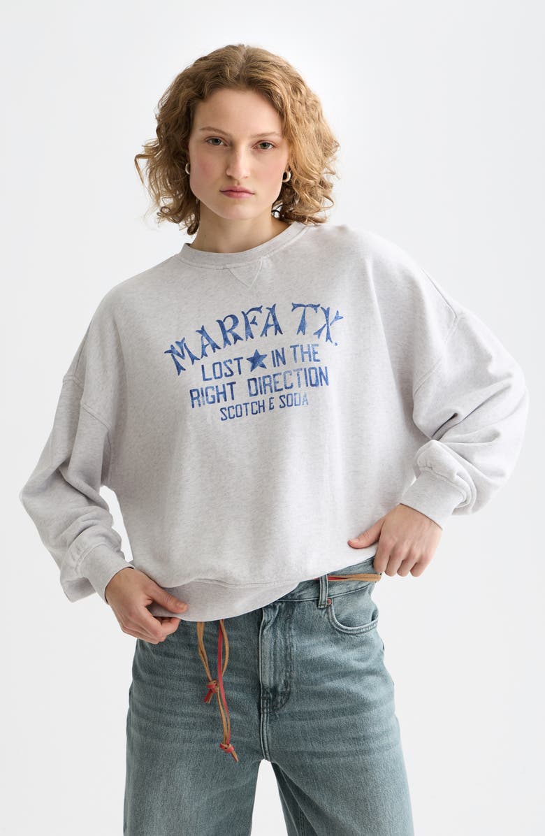 Scotch & Soda Oversize Graphic Cotton Sweatshirt, Alternate, color, Grey Melange