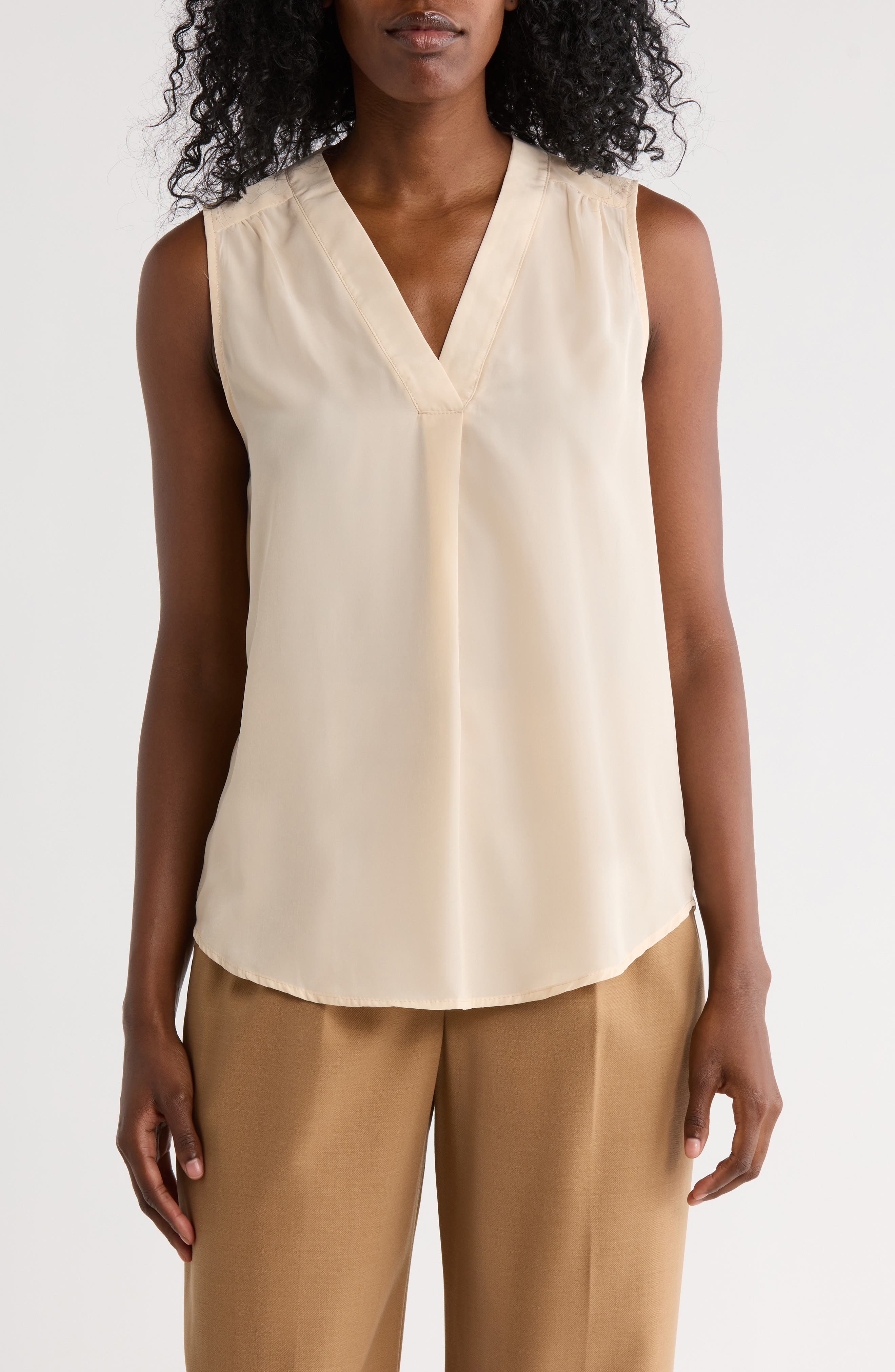 matty m. V-Neck Sleeveless Pleat Front Top