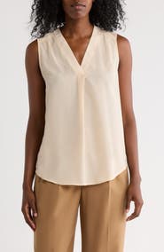 matty m. V-Neck Sleeveless Pleat Front Top