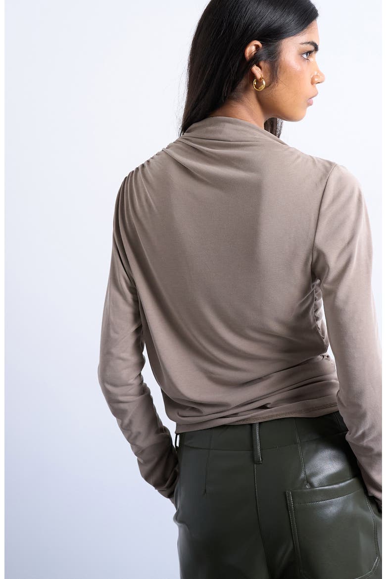 Ruched Long Sleeve Top, Alternate, color, PALE KHAKI