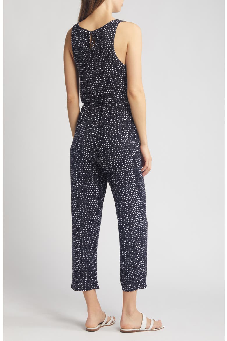 Cowl Neck Crop Jumpsuit, Alternate, color, NAVY