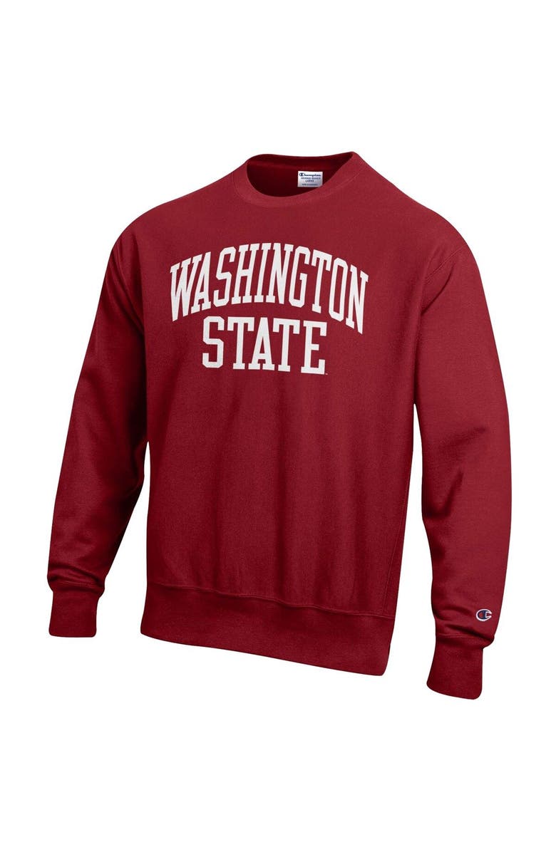 Champion Men's Champion Crimson Washington State Cougars Arch Reverse Weave Pullover Sweatshirt, Alternate, color, Crimson