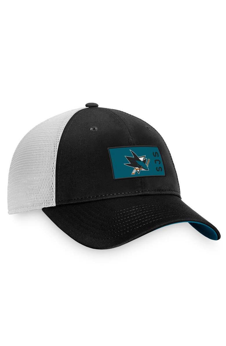 FANATICS Men's Fanatics Branded Black/White San Jose Sharks Authentic Pro Rink Trucker Snapback Hat, Alternate, color, Black