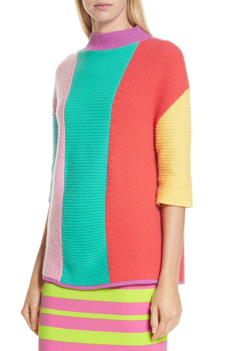 Victor Glemaud Stripe Short Sleeve Cashmere Sweater, Alternate, color,