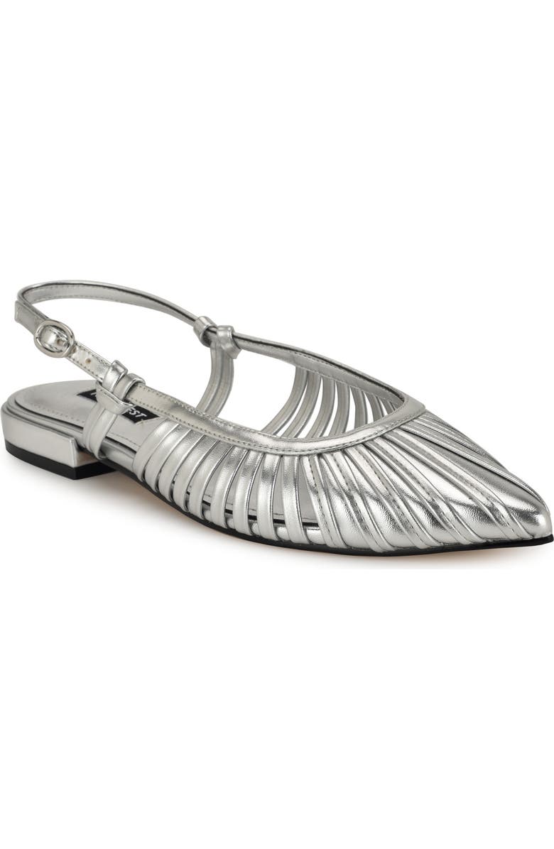 Nine West Duria Slingback Flat, Main, color, Silver 040