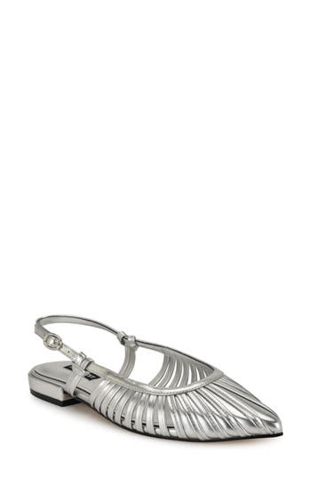 Nine West Duria Slingback Flat In Silver