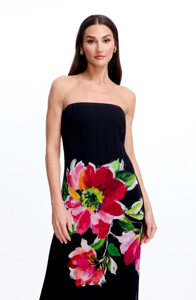 Dress the Population Linda Floral Strapless Gown, Alternate, color, Black Multi