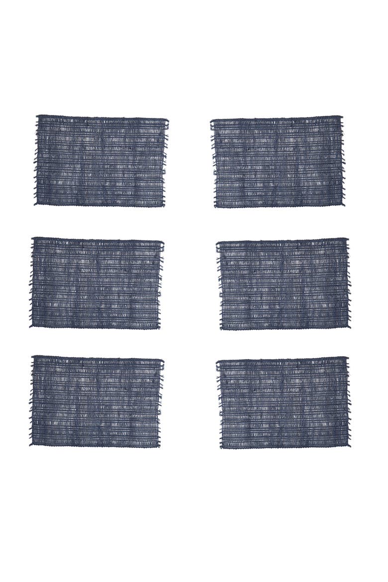 Eyelet Loom Indigo Placemats Set of 6, 13" x 19", Alternate, color, Blue