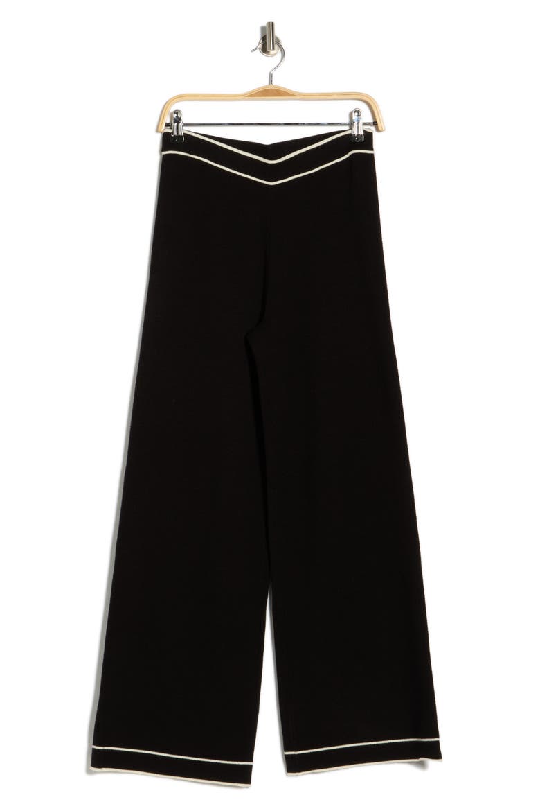 Piped Sweater Pants, Alternate, color, BLACK/ IVORY