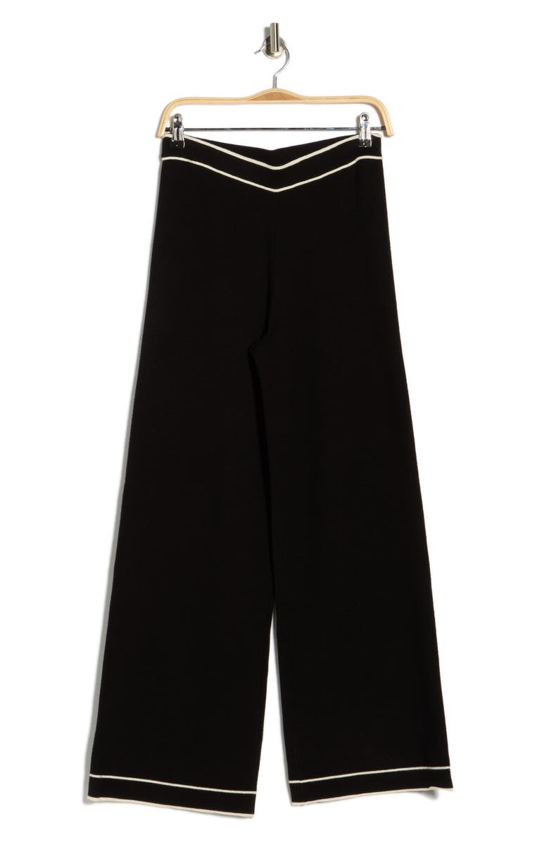 ELIE ELIE TAHARI Piped Sweater Pants, Alternate, color, Black/ Ivory