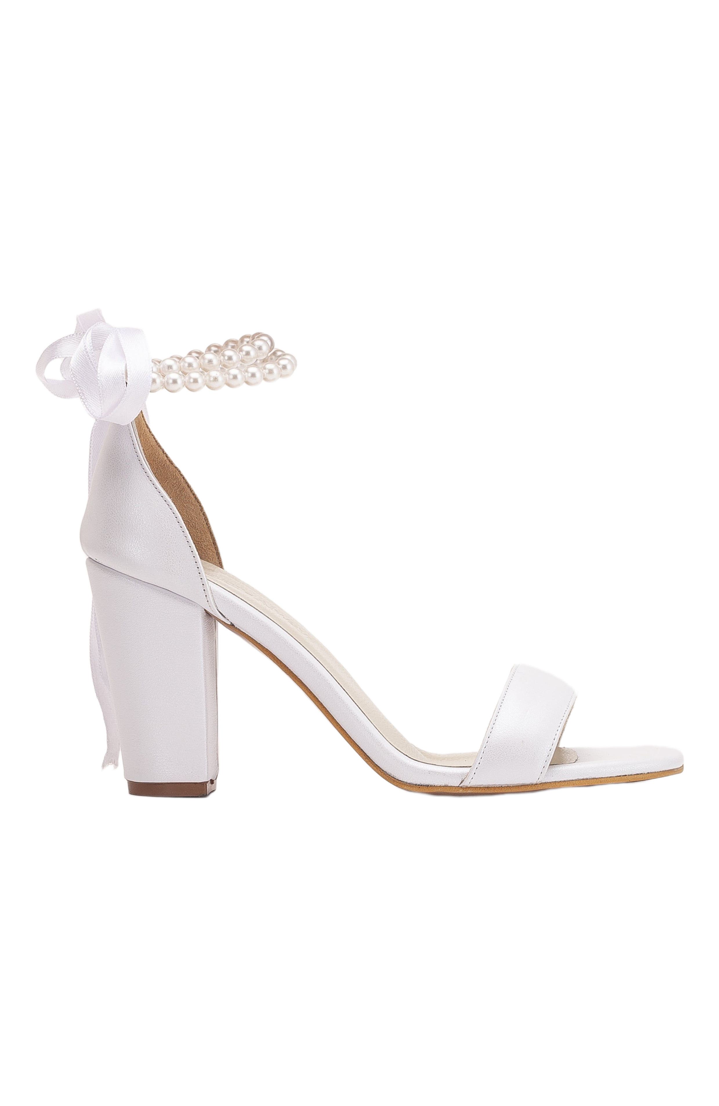 Forever & Always Shoes Dina Block Heel Leather Sandals with Pearls, Alternate, color, Ivory Leather