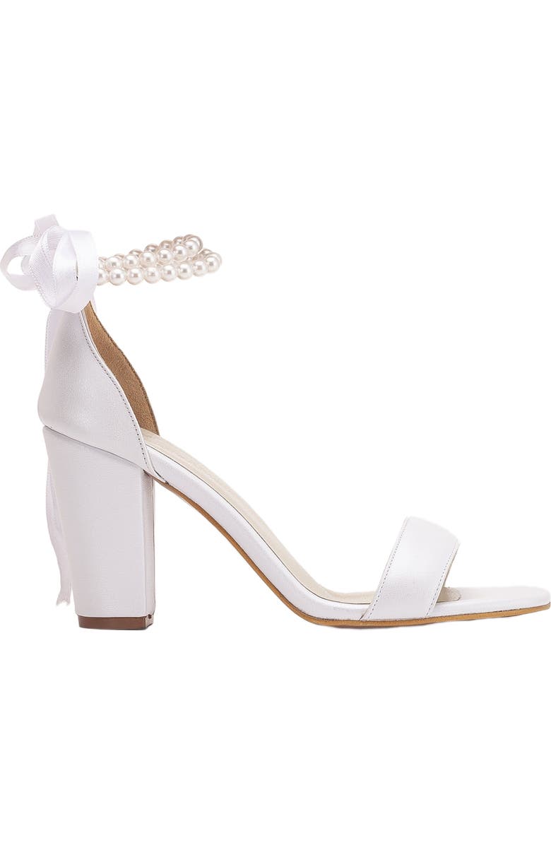 Forever & Always Shoes Dina Block Heel Leather Sandals with Pearls, Alternate, color, Ivory Leather