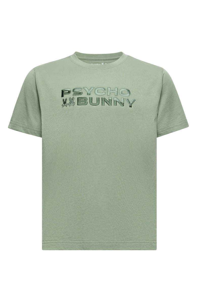 Psycho Bunny Kids' Berni Embroidered Wordmark Cotton Graphic T-Shirt, Main, color, Sea Spray