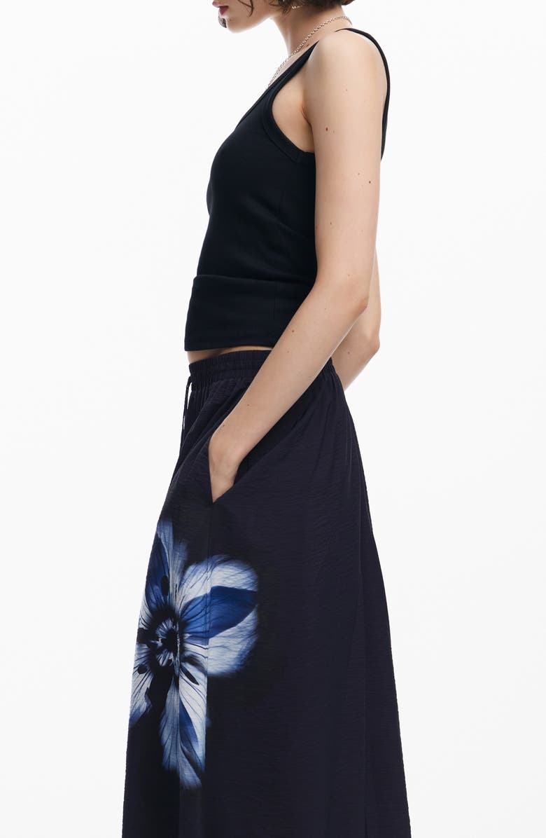 Desigual Shantou Floral Print A-Line Skirt, Alternate, color, 