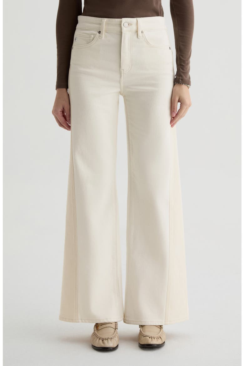 Saige High Waist Wide Leg Jeans, Main, color, POWDER/ECRU