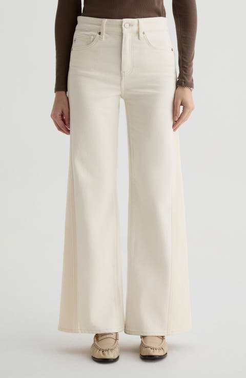 Saige High Waist Wide Leg Jeans (Powder Ecru)