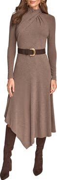 Donna Karan New York Long Sleeve Knit Midi Dress
