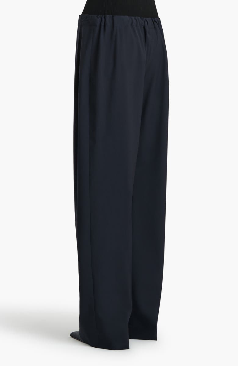 Khaite Rohen Tropical Virgin Wool Barrel Leg Drawstring Pants, Alternate, color, Dark Navy