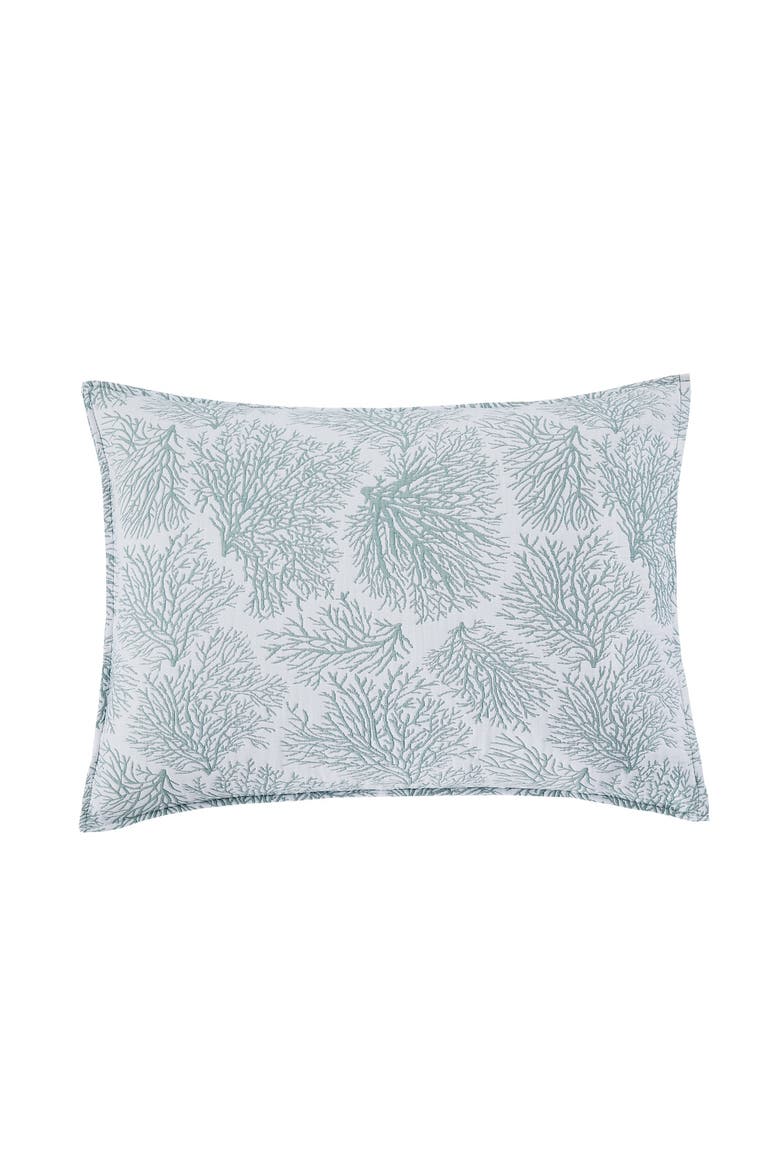 Seafoam Coral Jaquard Coverlet Set, Alternate, color, Blue