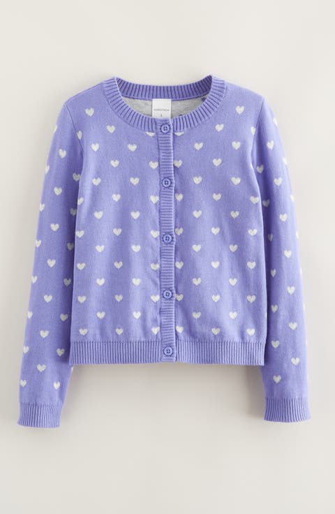 Kids' Heart Jacquard Cotton Cardigan (Toddler, Little Kid & Big Kid)