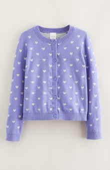 Kids' Heart Jacquard Cotton Cardigan