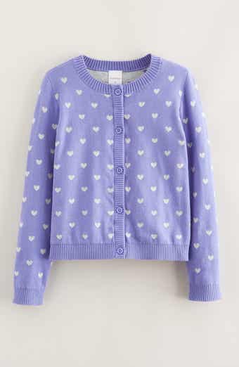 Kids' Heart Jacquard Cotton Cardigan