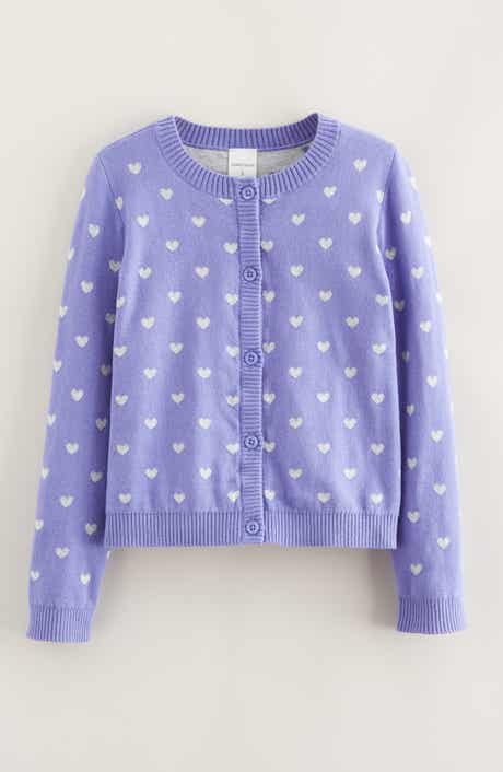 Kids' Heart Jacquard Cotton Cardigan
