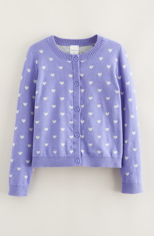 Nordstrom Kids' Heart Jacquard Cotton Cardigan In Purple