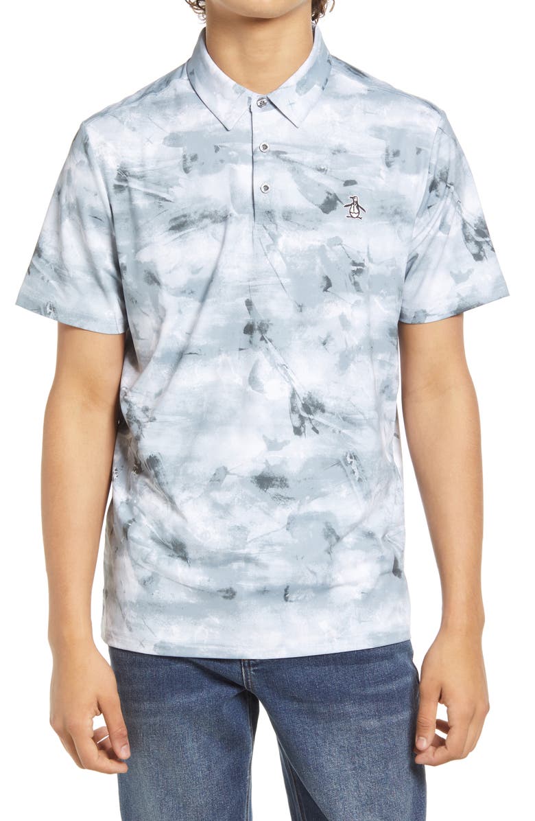 Original Penguin Allover Tie Dye Print Golf Polo, Main, color, 