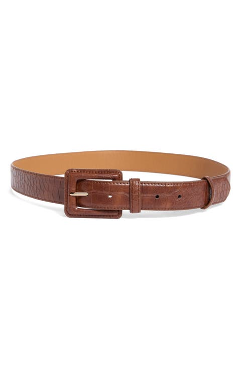 Croc Embossed Wrapped Buckle Belt