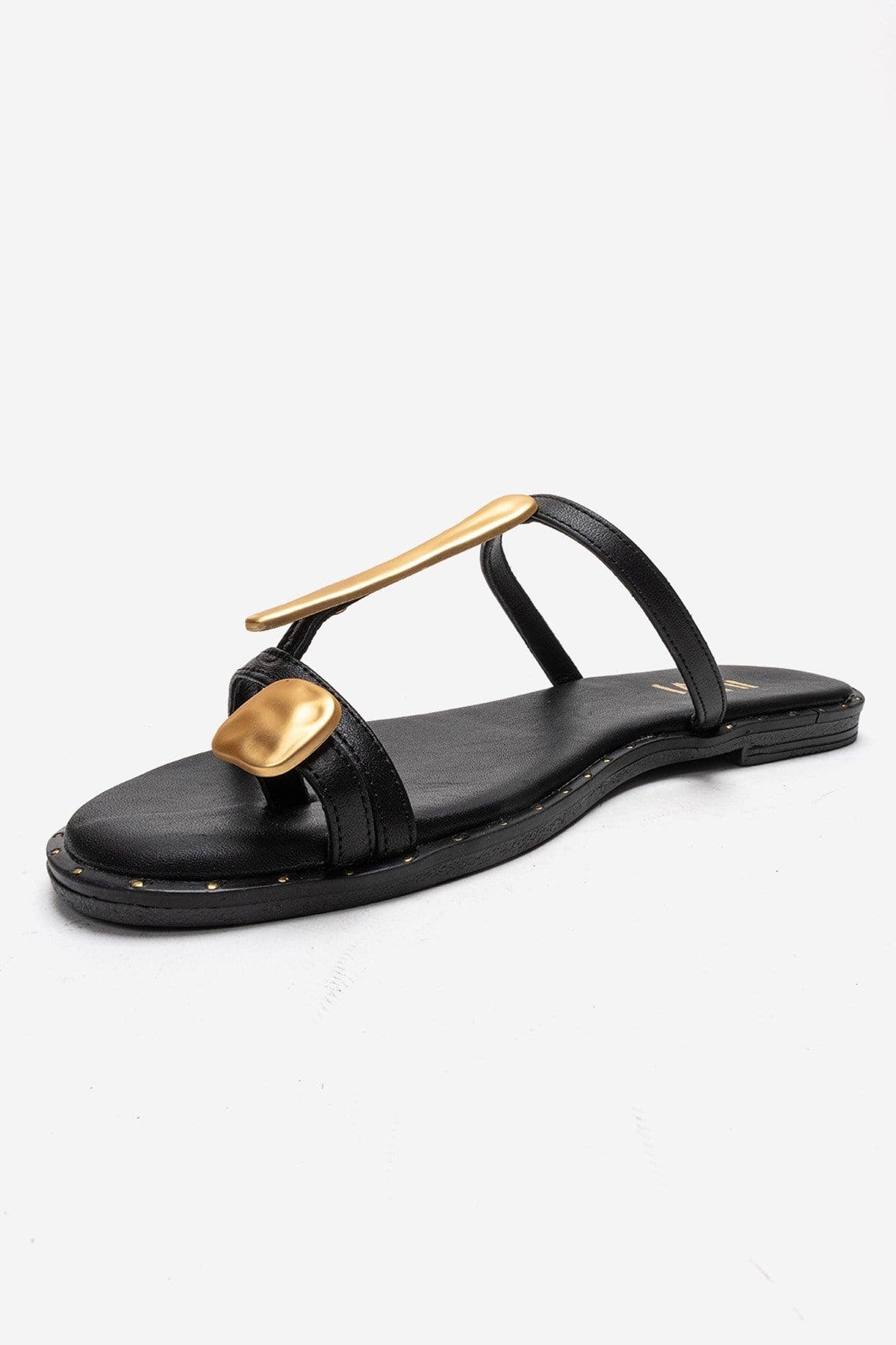 Forever & Always Shoes Tessa Leather Thong Sandal, Alternate, color, Black
