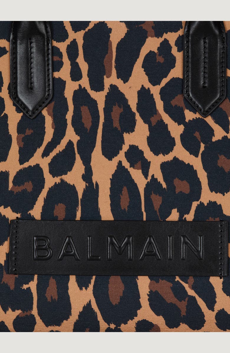 Balmain B-Army 36 Leopard Print Canvas Tote, Alternate, color,
