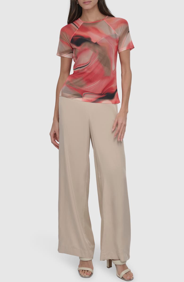 DKNY Print Mesh Top, Alternate, color, Brushd Marble_ws