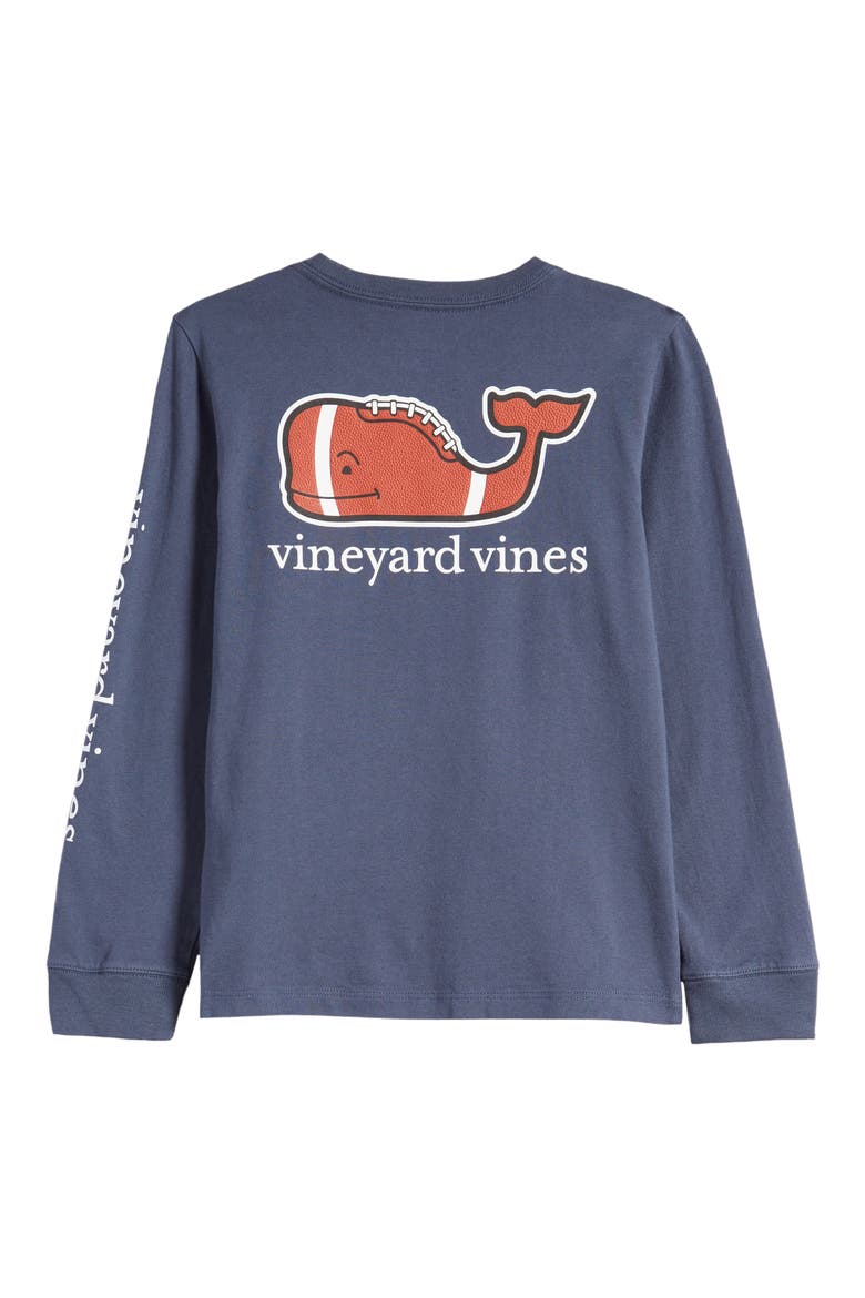 Kids' Football Whale Long Sleeve Pocket Cotton Graphic T-Shirt, Alternate, color, 406 BLUE B