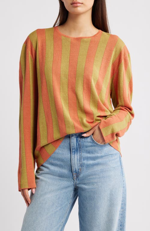 Emily Dawn Long Carlington Stripe Top In Orange