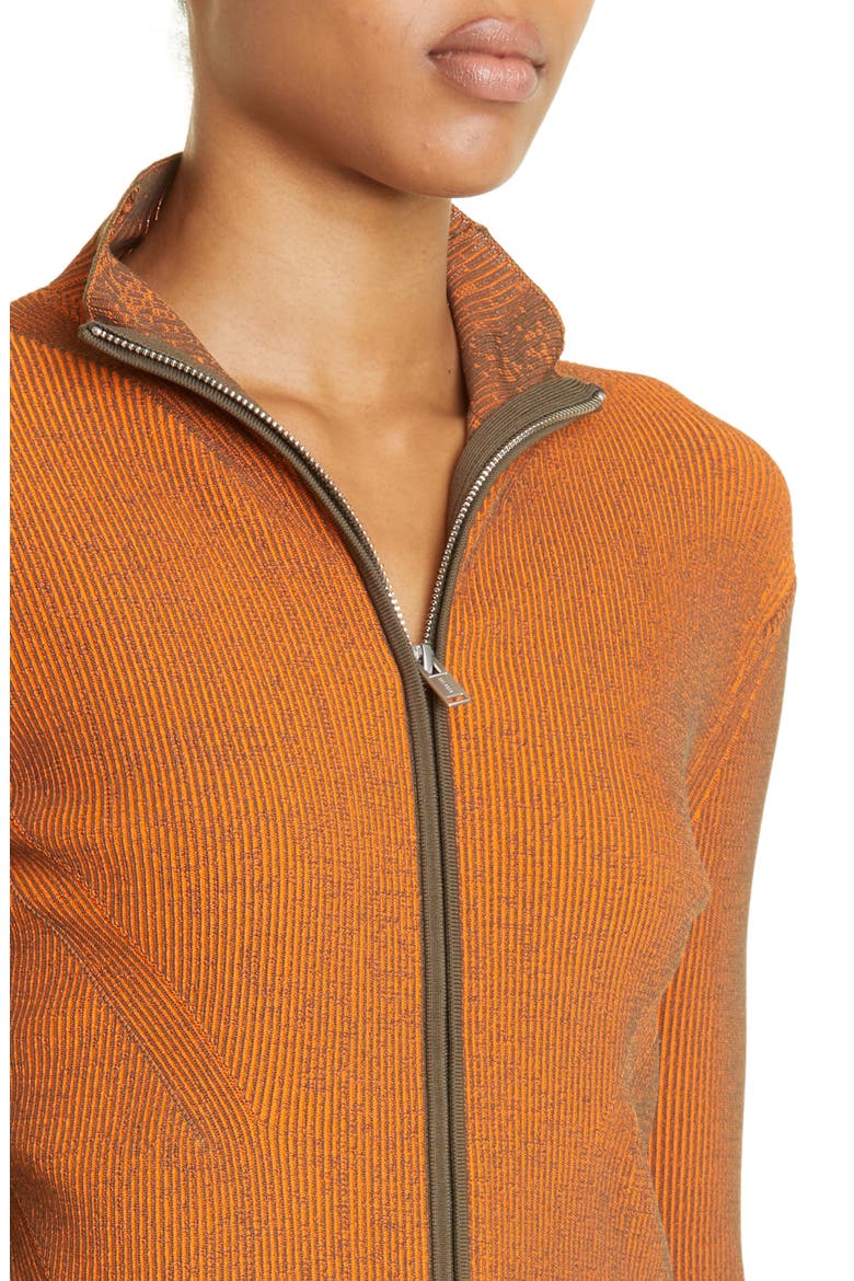Angled Rib Zip Cardigan, Alternate, color, SAFETY ORANGE / MILITARY GREEN