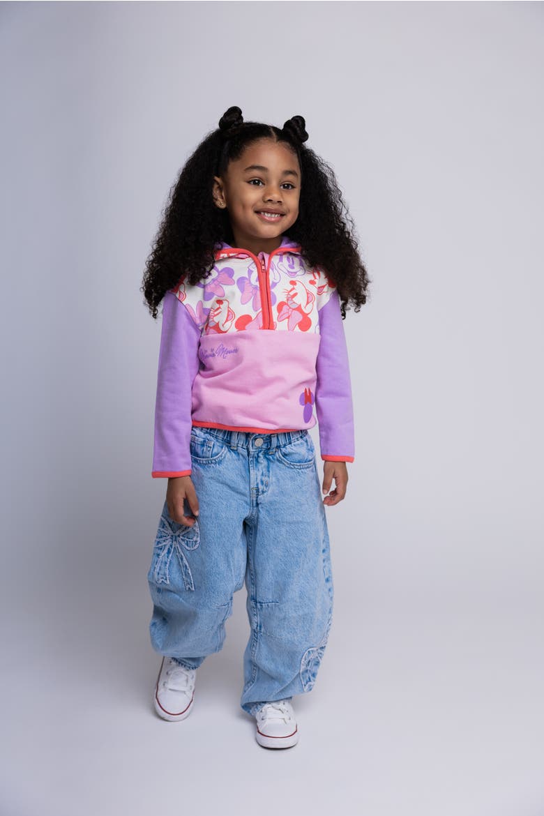 Minnie Mouse Fleece Quarter-Zip Hoodie, Alternate, color, Minnie Mouse Pink