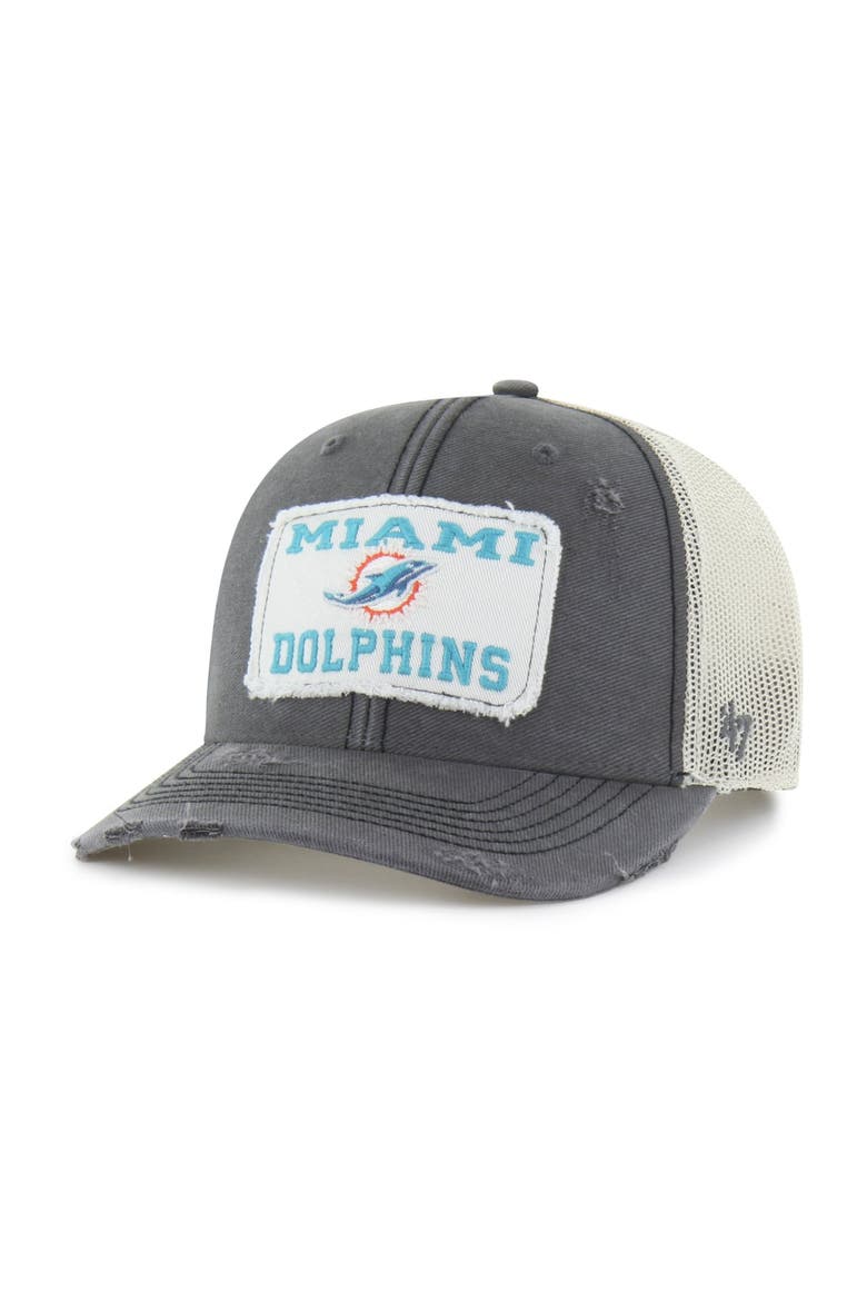 Men's '47 Charcoal Miami Dolphins Egremont Well-Worn Adjustable Trucker Hat, Main, color, Charcoal