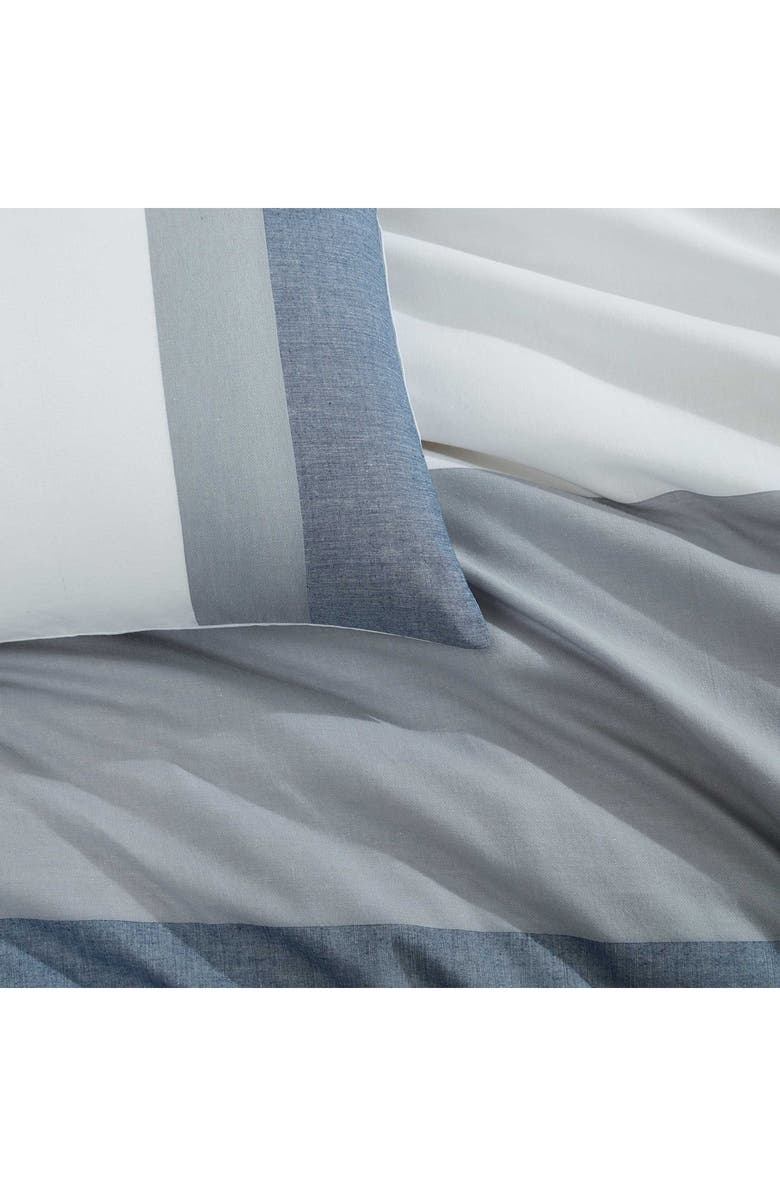 Calvin Klein Chambray Handkerchief Cotton Blend Comforter & Shams Set, Alternate, color, Light / Medium Blue