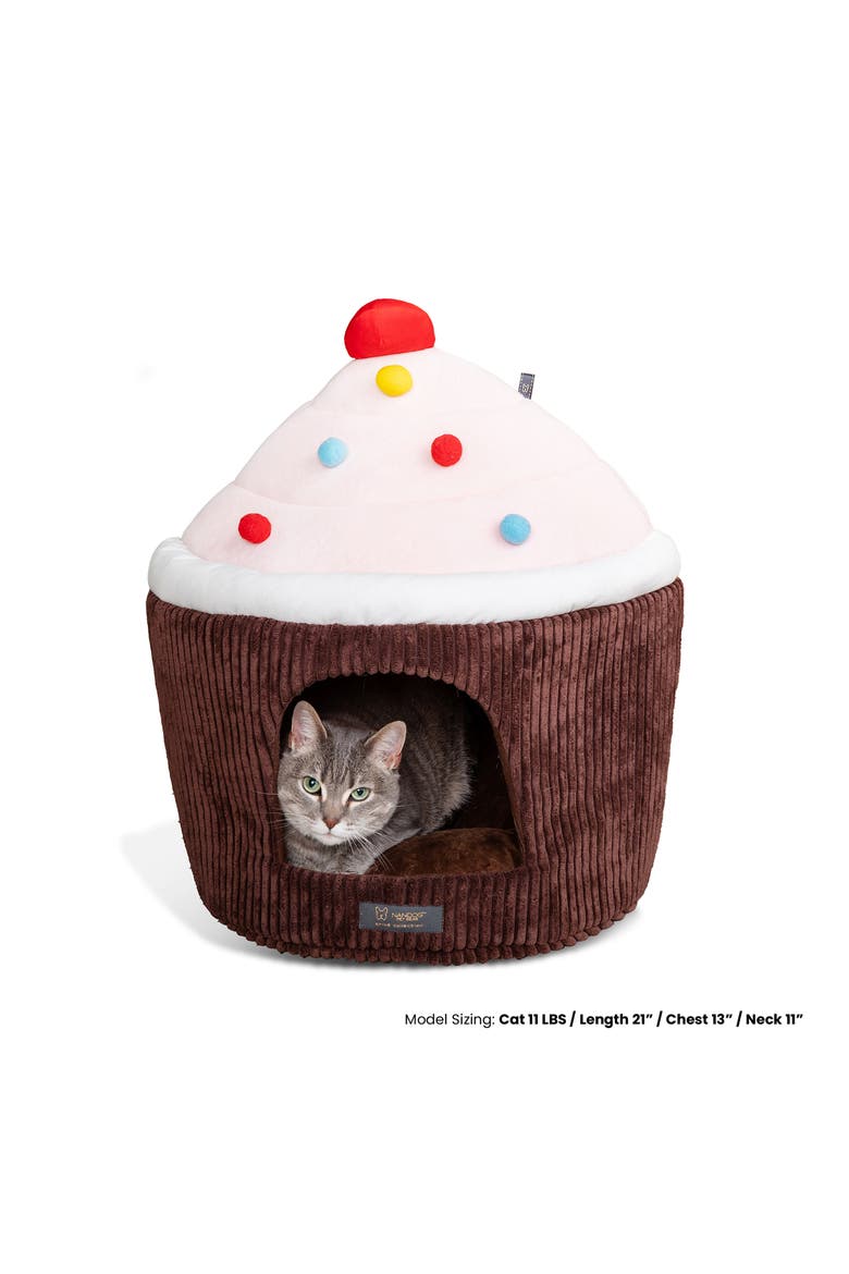Fun Collection Dog and Cat Bed - Cupcake Hut, Alternate, color, Brown