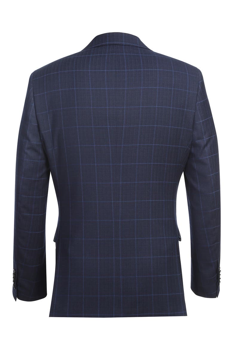Plaid Trim Fit Notch Lapel Two-Piece Suit, Alternate, color, BLUE