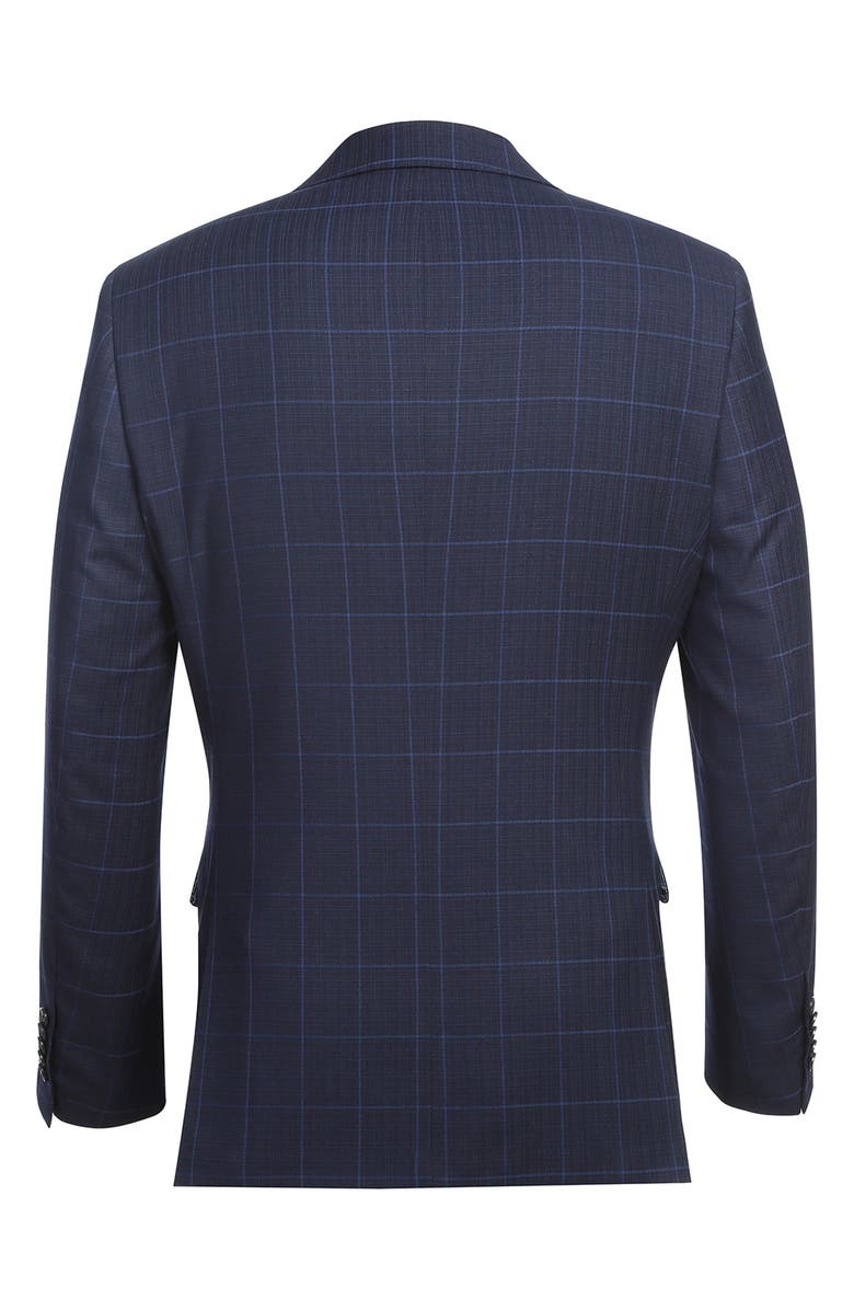 English Laundry Plaid Trim Fit Notch Lapel Two-Piece Suit, Alternate, color, Blue