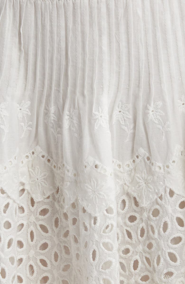 LoveShackFancy Senta Embroidered Eyelet Cotton Crop Peplum Top, Alternate, color, 