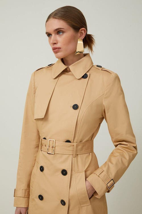 Karen Millen Tailored Classic Belted Trench Coat In Brown