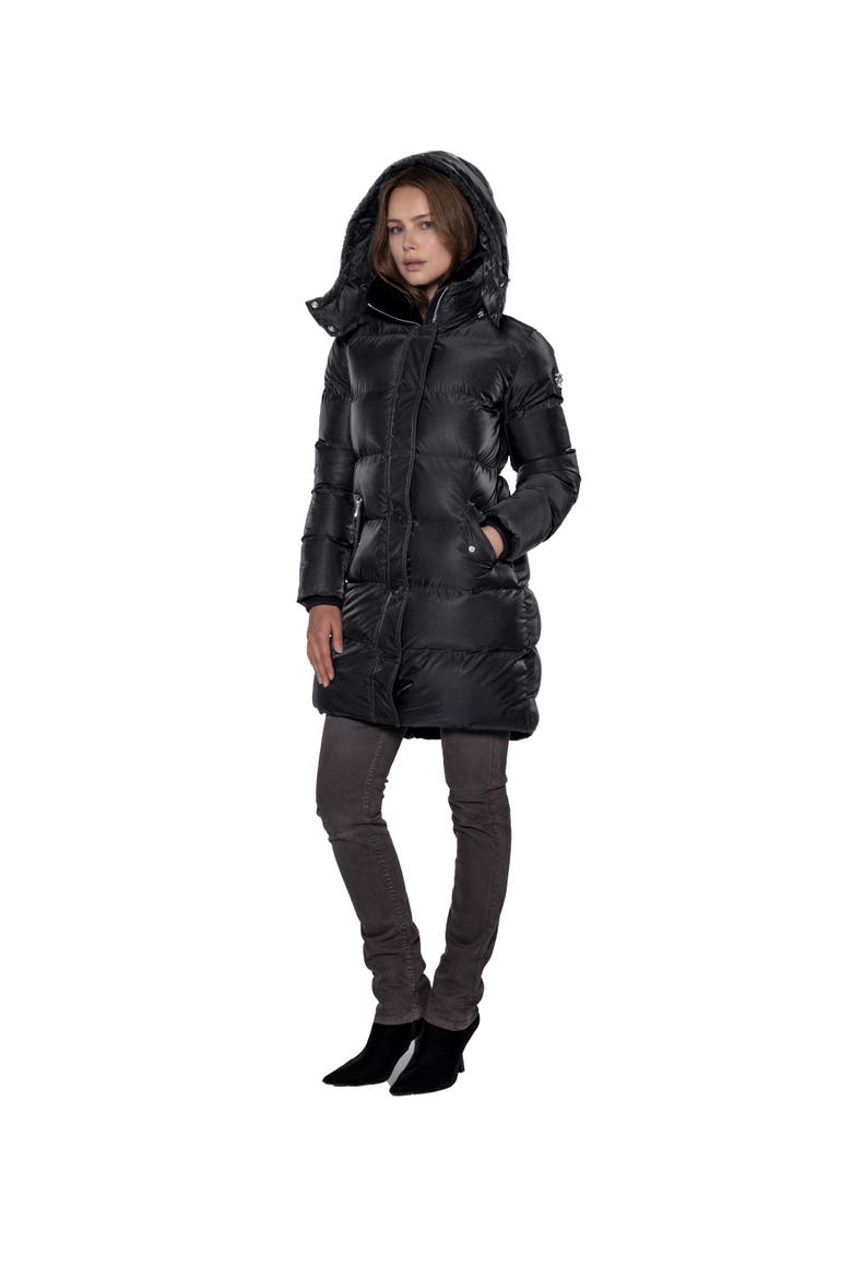 Women's Penguin Long Length Quilted Coat, Alternate, color, BLACK DIAMOND