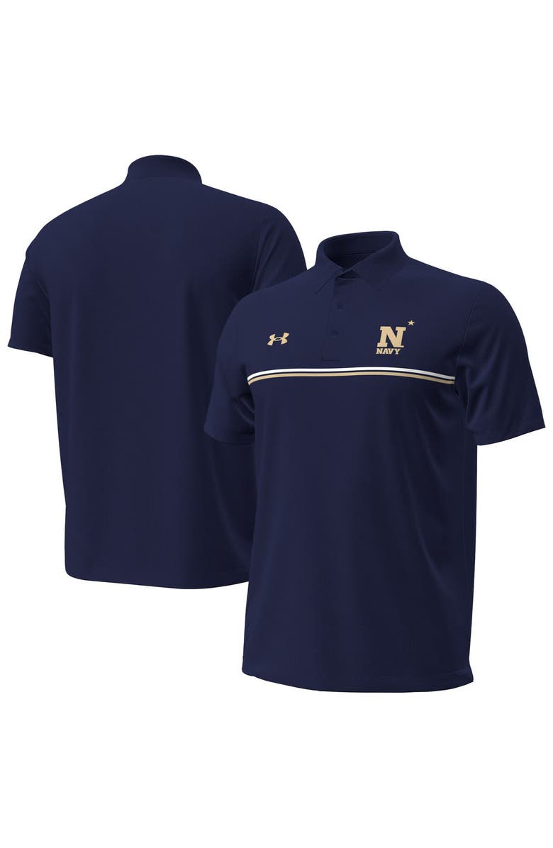 Under Armour Men's Under Armour Navy Navy Midshipmen Performance Drive Chest Stripe Polo, Main, color, Navy